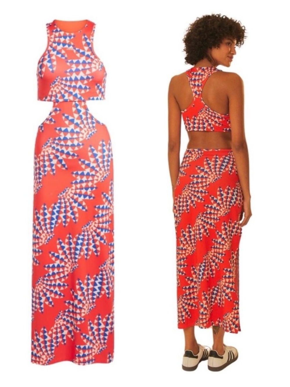 Adidas Farm Rio Psychedelic Wave Red white and blue Cut Out Dress Size M NWOT